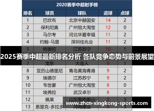2025赛季中超最新排名分析 各队竞争态势与前景展望